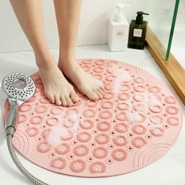 Mats 55CM NonSlip Round Bathroom Mat Safety Shower Bath Mat PVC Massage Pad Bathroom Carpet Floor Drainage Suction Cup Bath Mat