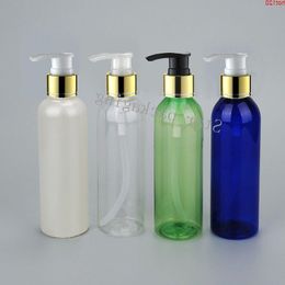 30pcs/lot 200ml PET pump bottle with gold Plastic Pump Refillable Bottles for Emulsion Shampoo Empty Pumpgood qty Svmev