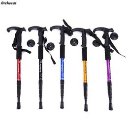 Trekking Poles Anti Shock Nordic Walking Sticks Telescopic Hiking Folding Stick Canes with Rubber Tips Protectors 230617