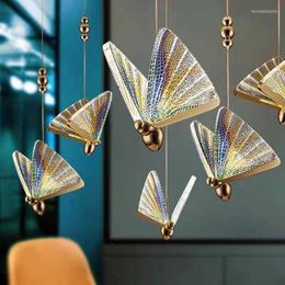 Pendant Lamps Butterfly LED Lights Indoor Lighting Nordic Bedside Staircase Modern Luxury Bedroom Restaurant Hallway Art Hanging Lamp