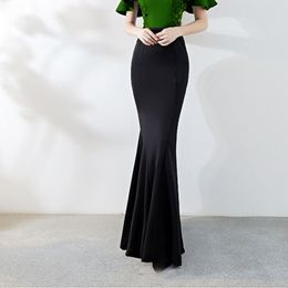 Free Shipping 2022 New Fashion Long Maxi Skirt For Women XS-10XL Mermaid Style Stretch Ladies Black High Waist Slim