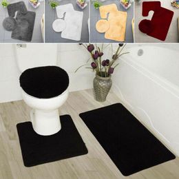Mats 3Pcs/set Toilet Lid Covers Contour Rug For Bathroom Shower Bath Mat Non Slip Rug Plush Bathroom Mat Home Decoration