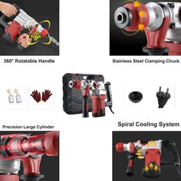 Hamer 2200W 220V Household Portable Multifunctional Electric Pick/Drill/Electric Hammer Industrial Grade Professional Concrete Tool