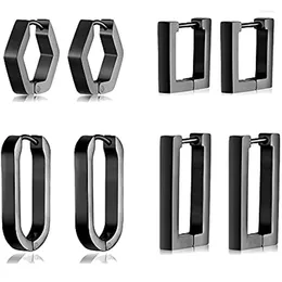 Hoop Earrings WKOUD 1/4 Pairs Geometric Minimalist Rectangle Square Hexagon Huggies For Women U Shaped Chunky