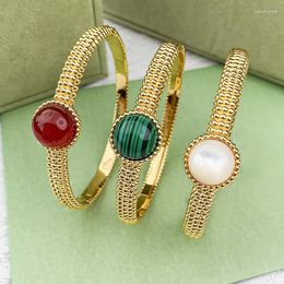 Bangle Top Quality Fashion K Gold Colour Bead Style Red Green White Opal For Women Brand Jewellery