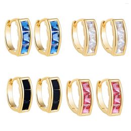 Hoop Earrings Fashion Zircon Small For Women Square Crystal Gold Plated Cartilage Piercing Huggie Hoops 2023 Trend Jewellery