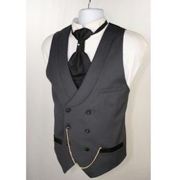 Blazers Double Breasted Dark Grey Vest for Men Suit Waistcoat with Shawl Lapel One Piece Custom Man Suit Vests New Arrival Europen Size