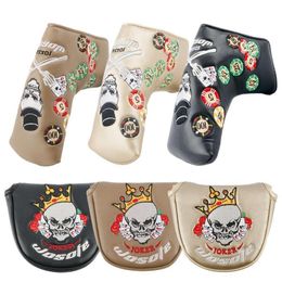 Other Golf Products Skull Golf Putter Covers Joker Pattern Golf Headcovers PU Leather Magnetic Closure Golf Club Cover For Most Golf Club Accessory 230617