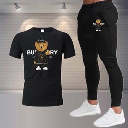 Men's Tracksuits Summer Streetwear Men's T-shirt Sweatpants Suit Luxury Workout Basketball Set Soft Cotton Jogger Fitness Wear Male Sport Cloth 230617