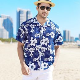 Men's Casual Shirts Hawaii Style Floral Pattern Button Up Vacation Shirt Short Sleeve Beach Aloha Camisa Hawaiana Hombre Plus Size 5XL