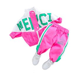 Clothing Sets Fashion Spring Autumn Baby Girl Clothes Children Boys Casual Letter Jacket Pants 2PcsSet Toddler Cotton Costume Kids Tracksuits 230617