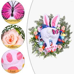 Decorative Flowers Easter Gnome Wreath Decor For Front Door Cute BuW/ears Shape Garland Wall Craft Home Decoration