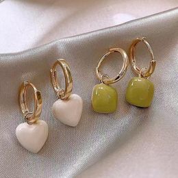 Hoop Earrings Yerik Trendy Geometric Square Peach Heart For Woman Korean Smooth Circle Y2k Aesthetic Accessories