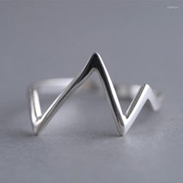 Cluster Rings 925 Sterling Silver Lifeline Pulse Heartbeat Band Electrocardiogram ECG Ring Party For Women Wave Jewelry