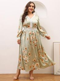 Dresses Toleen Clearance Price Plus Size Large Maxi Dress 2022 Spring Women Chic Elegant Floral Long Sleeve Party Evening Robe Clothing