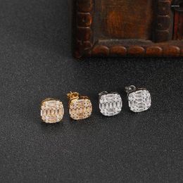 Stud Earrings Brass Micro Pave For Men And Women CZ Hip Hop Jewelry E057