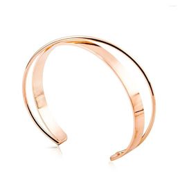 Bangle Wide & Thin Double Bangles Modern Design Opening Adjustable Golden Silver Plated Bracelets For Women