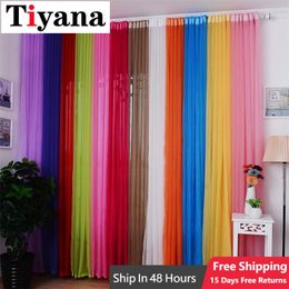 Curtains European Rainbow Solid Voile Door Window Sheer Tulle Curtains Panel Drape for Living Room Bedroom Kitchen Sheer Tulle Curtains