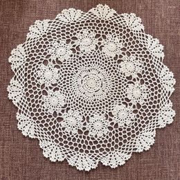 Table Mats 2pcs 50cm White Beige Colour Cotton Doily For Home Decoration Tablemats Kitchen Ornaments Cup Pads Props Crochet