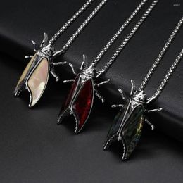 Pendant Necklaces Cicada Shape Natural Abalone Shell Animal Necklace Charms For Jewerly Party Gift 40x28mm