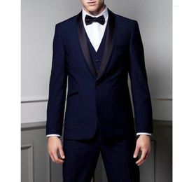 Men's Suits Blazer Masculino Men Jacket Pants Vest Three Piece Regular Length Shawl Lapel Single Breasted Wedding Outfits Slim Fit