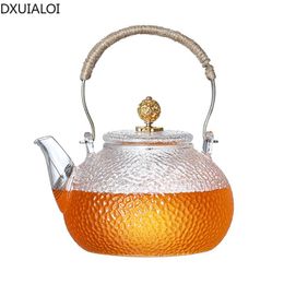 Teaware transparent hammered beam handle pot household high temperature resistant Philtre explosionproof glass teapot Kung Fu tea set