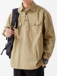 Men's Casual Shirts Spring Summer Pullover Work Shirt Men Army Military Chest Pockets Long Sleeve Cotton Loose Tactical