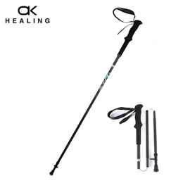 Trekking Poles 4Section Foldable Carbon Fiber Hiking Sticks Walking Cane Portable Climing Outdoor Accessories 230617