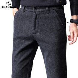 Pants SHAN BAO Autumn Brand New Men's Fitted Elastic Waist Pants Simple Casual Clothing Fashion Young Boys Zip Pocket Slim Trousers