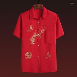 Ethnic Clothing Middle Aged And Elderly Men's Tang Suit Short Sleeved Summer Chinese Style Father's Shirt Han Fu