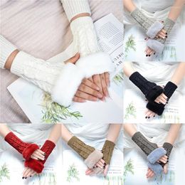 Cycling Gloves Stylish Hand Warmer Women Men Twist Crochet Knitted Fingerless Winter Warm Solid Colour Wrist