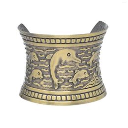 Bangle 6Cm Wide Tibetan Vintage For Women Dolphin Diving Ripple Carving Men's Arm Bangles Gypsy Ethnic Tribal Jewelry