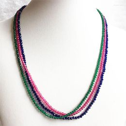 Chains 3MM Clear Brazil Faceted Spinel Necklace Red Green Blue Natural Stone Chocker Beaded Woman Mother Daughter 30/35/40/45/50/55cm