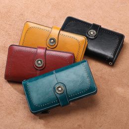 Wallets Aliwood Vintage Hollow Brand Women Wallet Money Clip Leather Clutch Designer Retro Female Long Purse Phone Bag Cartera Mujer