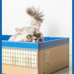 Toys 1Pc Cat Scratcher Cardboard Corrugated Funny Cat House Cat Scratching Lounge Bed Removable Cats Bed House Pet Product Cat Mat