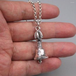 Chains Pure 925 Sterling Silver Vajra Bell 1.41" Pendant Rolo Link Chain 20"L