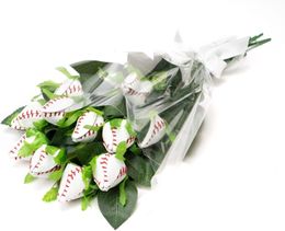 Novelty Games 12pc Baseball Rose Artificial Baseball Gifts Sports Theme Rose Decorations for Men Women Room Team Wedding Prom Party Decoration 230617