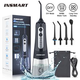 Other Oral Hygiene INSMART Oral Irrigator Dental Water Flosser Teeth Whitening Waterproof Portable Dental Water Jet Floss 300ML Teeth Cleaner 230617