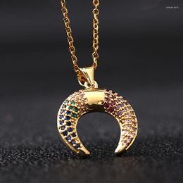 Pendant Necklaces High Quality Vintage Zircon Moon Necklace Luxury Crystal Chain Jewelry Birthday Fashion Design Gift For Women Girl