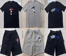 Designer T Shirt Trapstar Shirts Blue White Contrast Towel Embroidered Short Sleeve Trapstar Shorts Loose Fit Sports Casual Set Cotton H 2553