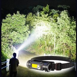 Headlamps Portable COB LED Head Lamp Light Car Inspect Flashlight USB Rechargeable Headlamp with Magnet Work for Camping 230617
