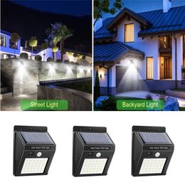 Garden Decorations 20/100 LED Solar Light Outdoor Solar Garden Lamp PIR Motion Sensor Solar Powered Sunlight Waterproof for Street Decoration 230617