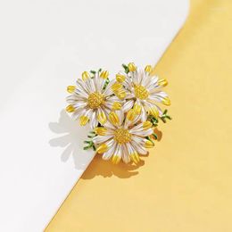 Brooches Morkopela Daisy Enamel Pin Flower For Women Jewellery Fashion Metal Brooch Scarf Clip Accessories