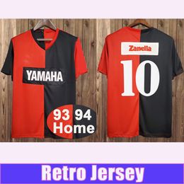 1993 1994 Newell's Old Boys Retro Soccer Jerseys #10 Home Red Black Short Sleeve Football Shirt