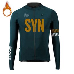 Cycling Shirts Tops Biehler SYN Team Pro Long Sleeve Cycling Jersey Men Winter Fleece thermo Bicycle Sports Clothing Warm Bike Wear 230617