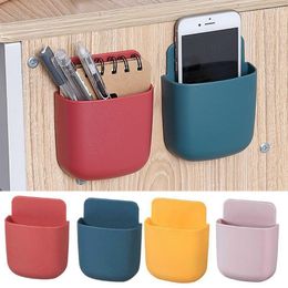 Hooks Household Wall-Mounted Storage Holder Mobile Phone Remote Controller Plug Container Box Bathroom Toothbrush Rack Organiser Case