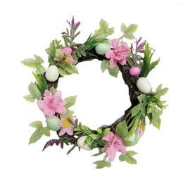 Decorative Flowers Easter Wreath Farmhouse Garlands Eggs Happy Day Decor For Home Welcome Door Hanger Wreaths Spring Decoration