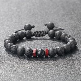 Link Bracelets Volcanic Stone Bracelet For Men Wooden Spacer 8mm Beads Tibetan Buddha Wrist Chain Women Jewellery Gift