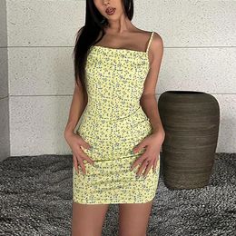 Casual Dresses Women's Small Floral Print Sexy Girl Backless Suspender Dress Skirt Shirt Long Sleeve