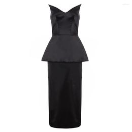 Casual Dresses Nice Women Dress Bodycon Elegant Black Summer Autumn Ladies Clothes Party Club Celebrity Strapless Sexy